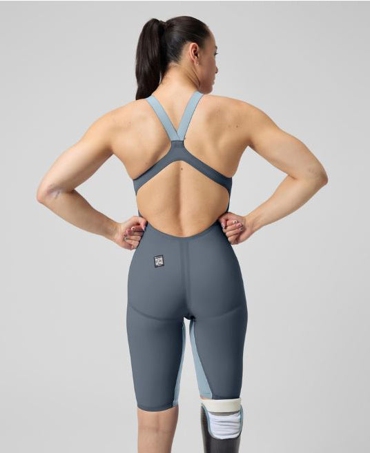 Speedo LZR Pure Valor 2.0 Open Back Kneeskin - Grey/Blue