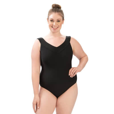 Dolfin Solid Soft V Neck Rib Knit One Piece