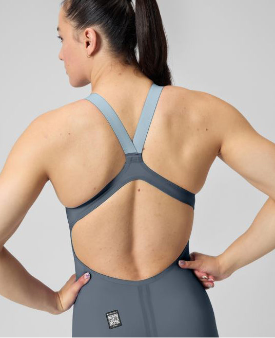 Speedo LZR Pure Valor 2.0 Open Back Kneeskin - Grey/Blue