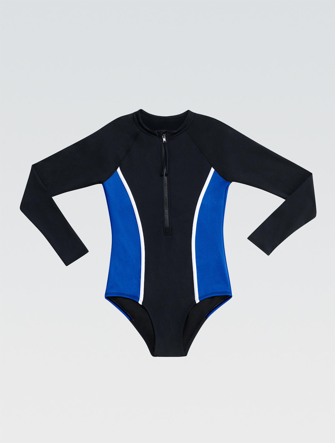 Dolfin Women&#39;s Aquashape Color Blocked Zip Front Mock Neck Long Sleeve Moderate One Piece