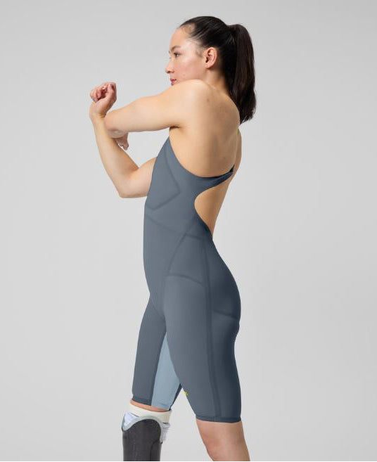 Speedo LZR Pure Valor 2.0 Open Back Kneeskin - Grey/Blue