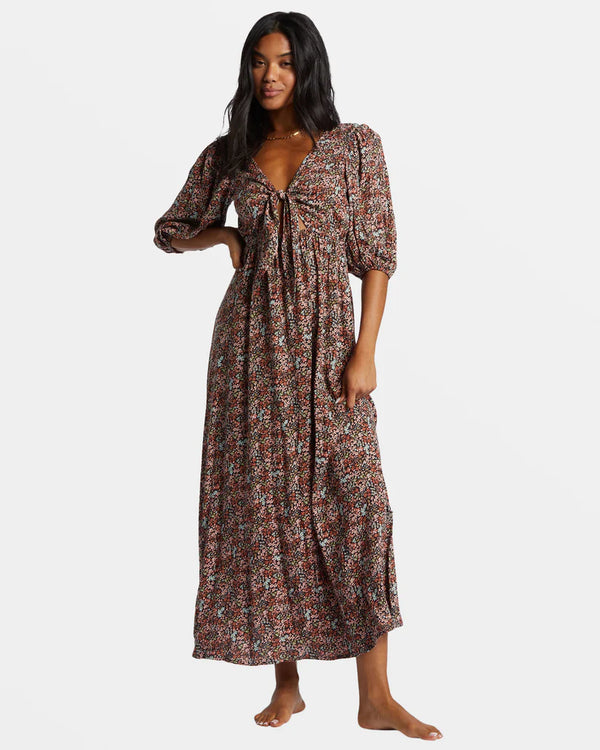 billabong black maxi dress Billabong Night Bloom Long Sleeve Long Dress Black M Woman