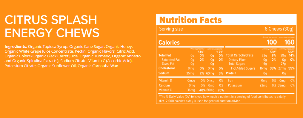 Honey Stinger Citrus Splash Organic Energy Chews