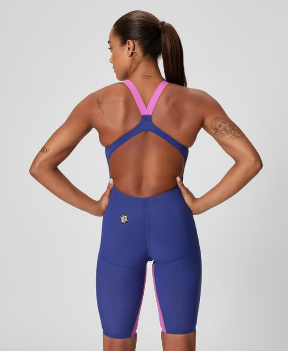Speedo LZR Pure Valor 2.0 Open Back Kneeskin - Navy/Purple - MI Sports