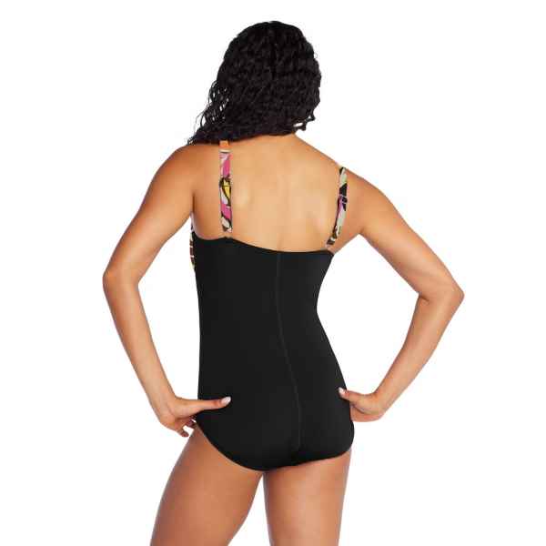 Speedo Print Blocked Square Neck One Piece-Fandango Pink