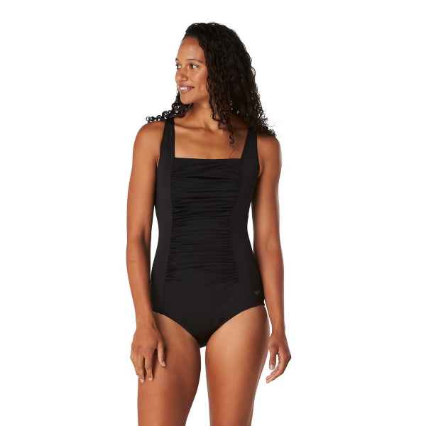 Speedo Adjustable Solid Shirred One Piece