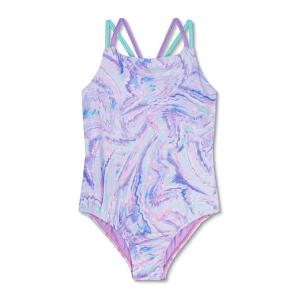 Speedo Print Strappy One Piece-Sweet Purple