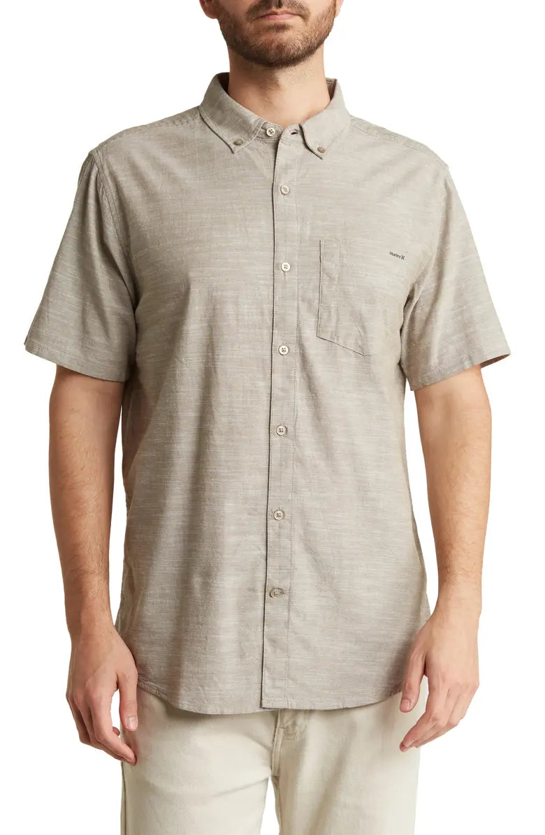 Hurley One & Only Short Sleeve Stretch Cotton Button-Down Shirt