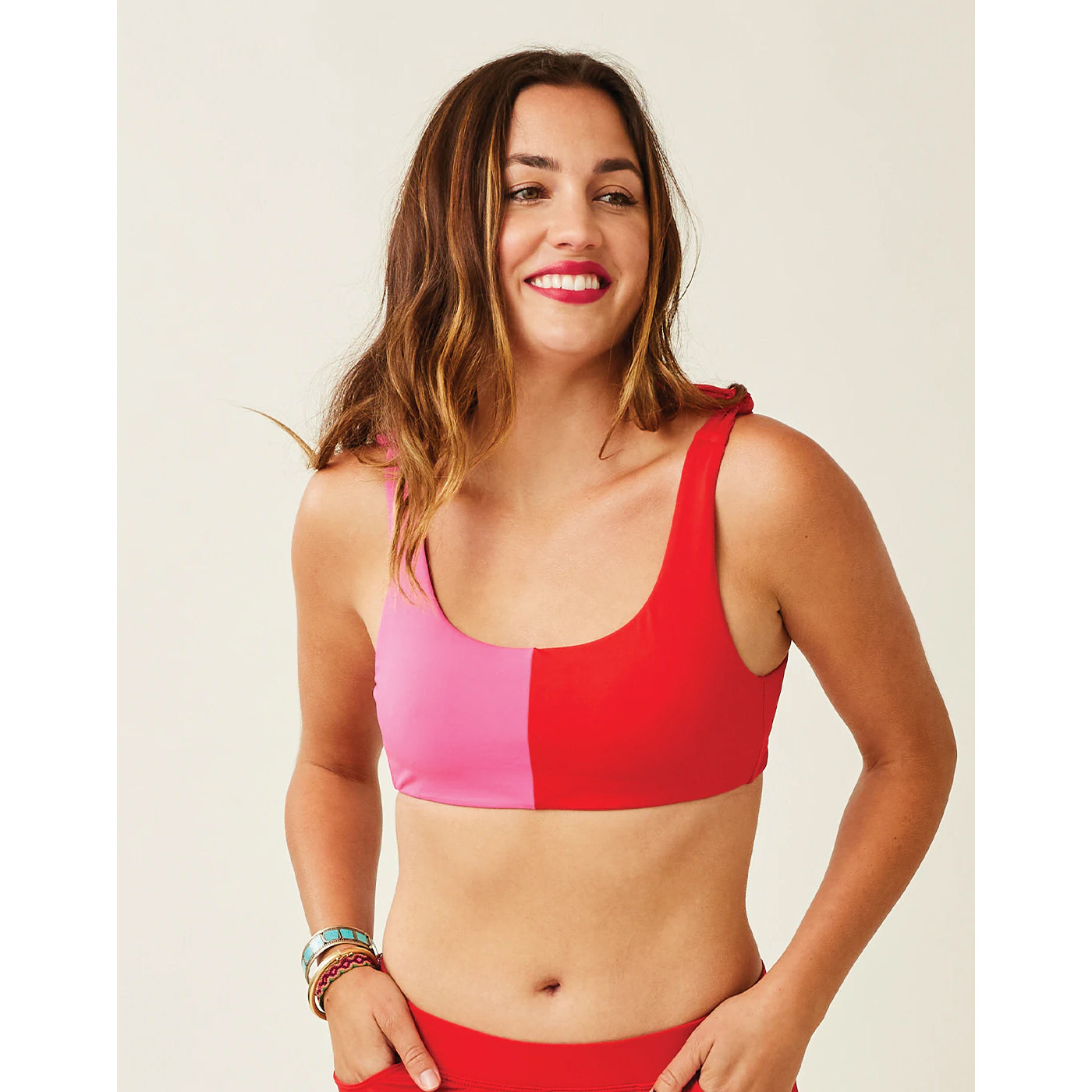 Carve Sandhaven Colorblock Top: Fuchsia w. Hot Red