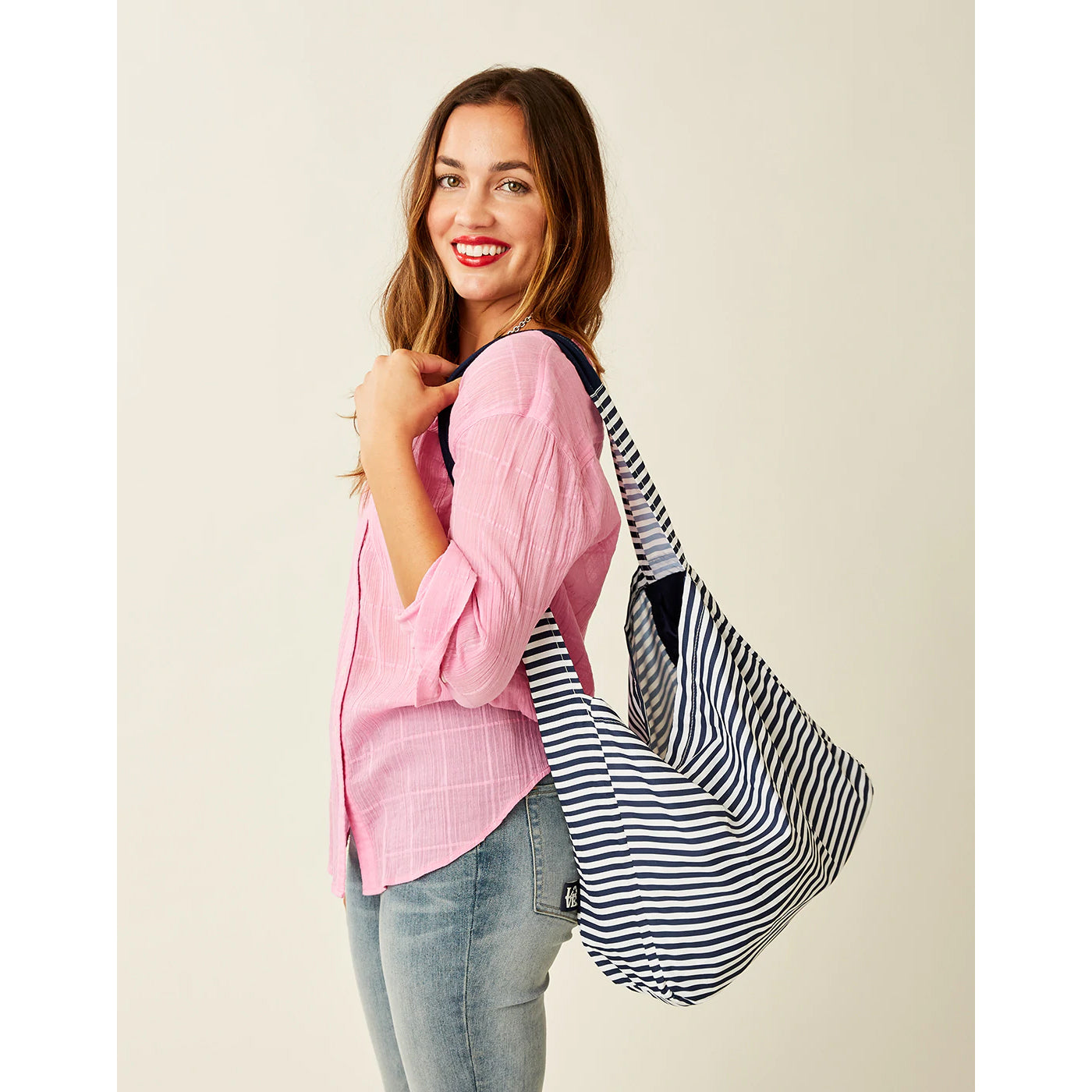 Carve Sophia Shoulder Tote: Navy Stripe