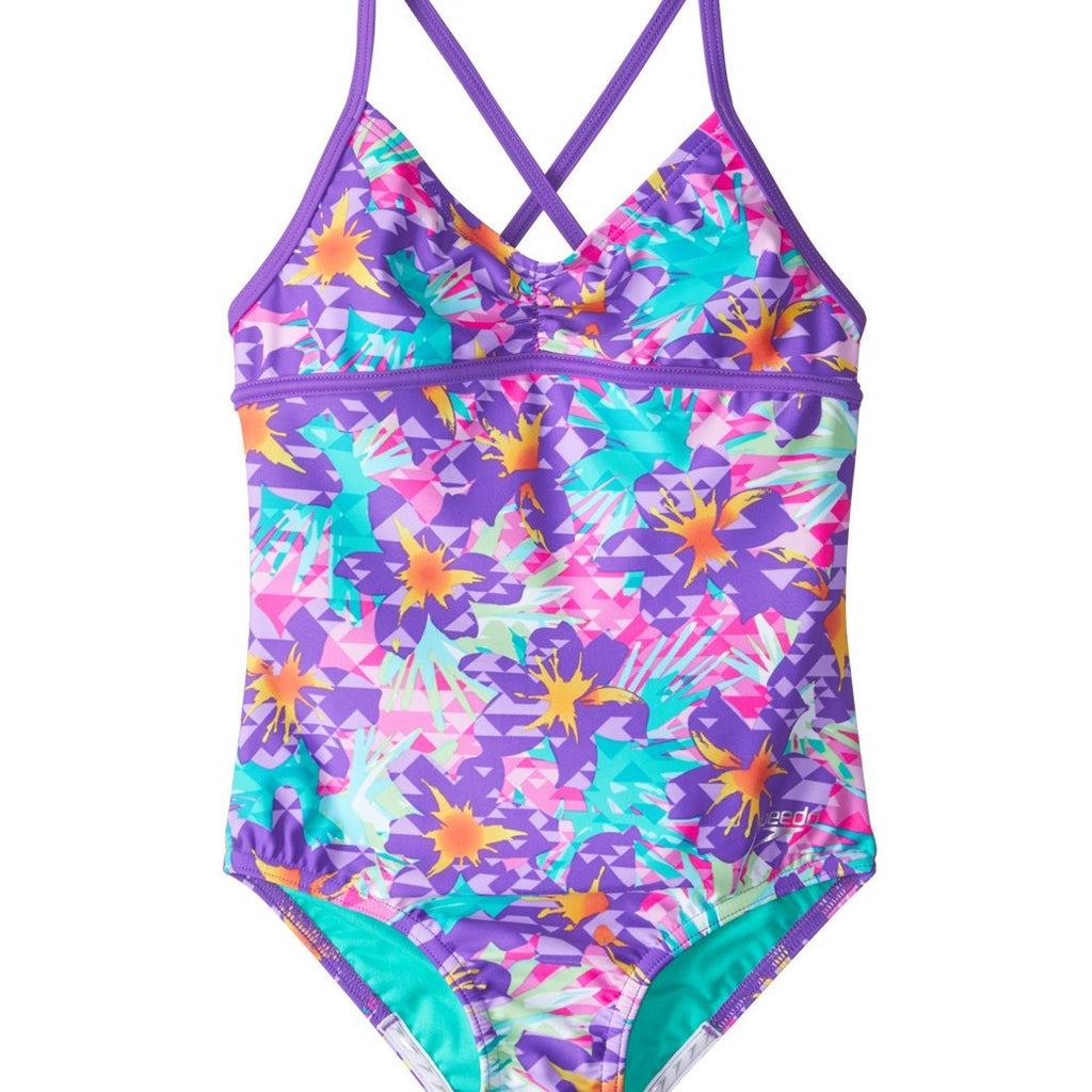 Maillot De Bain 2 Pièces Speedo Fille - Imprimé Floral Tucan - Taille 16 - Occasion Très Bon État