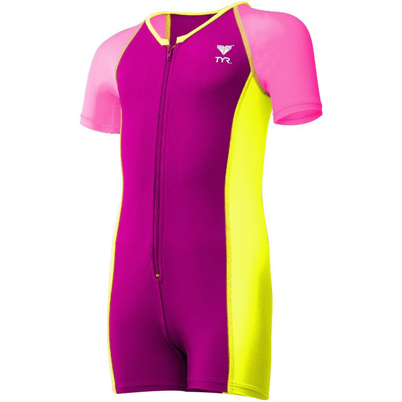 TYR Girls Solid Thermal Suit- Pink/Yellow